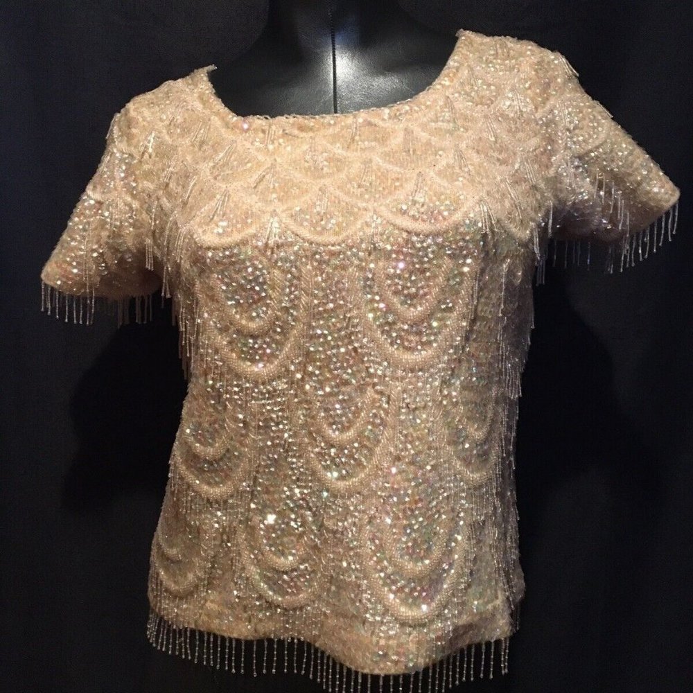 Fabulous 1960s Women's Vintage Sweater Covered in Beads and Sequins